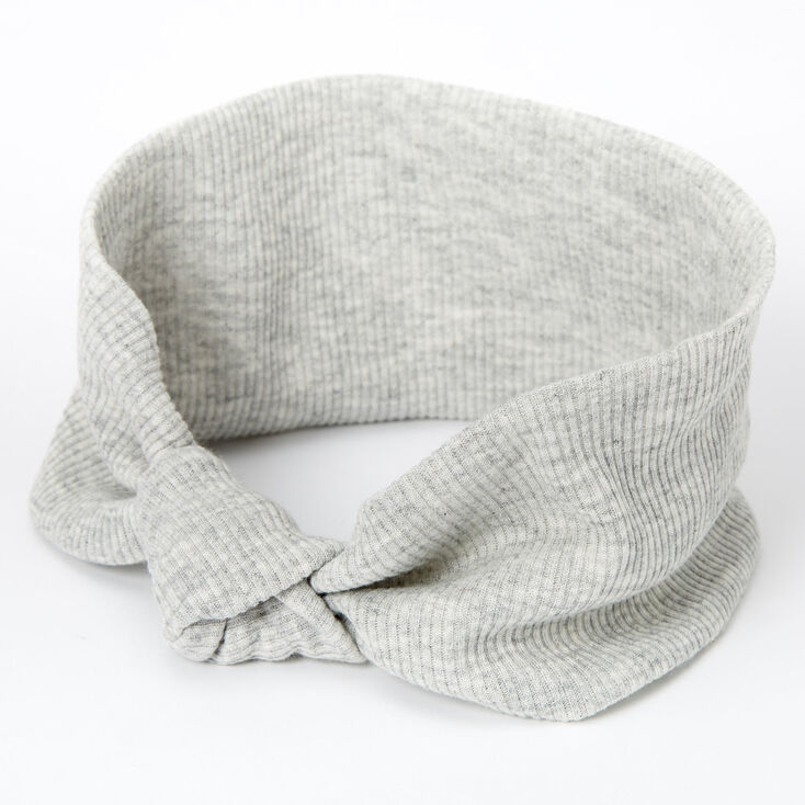 Ribbed Knotted Headwrap - Light Gray,