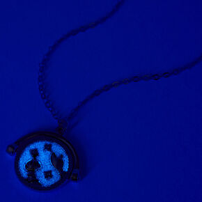 Silver Glow In The Dark Zodiac Spinning Pendant Necklace - Cancer,