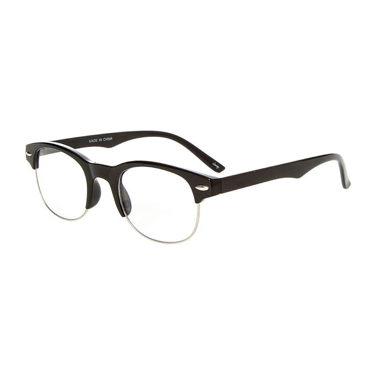 Silver Browline Clear Lens Frames - Black,