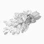 Matte Silver Pearl Floral Hair Barrette,