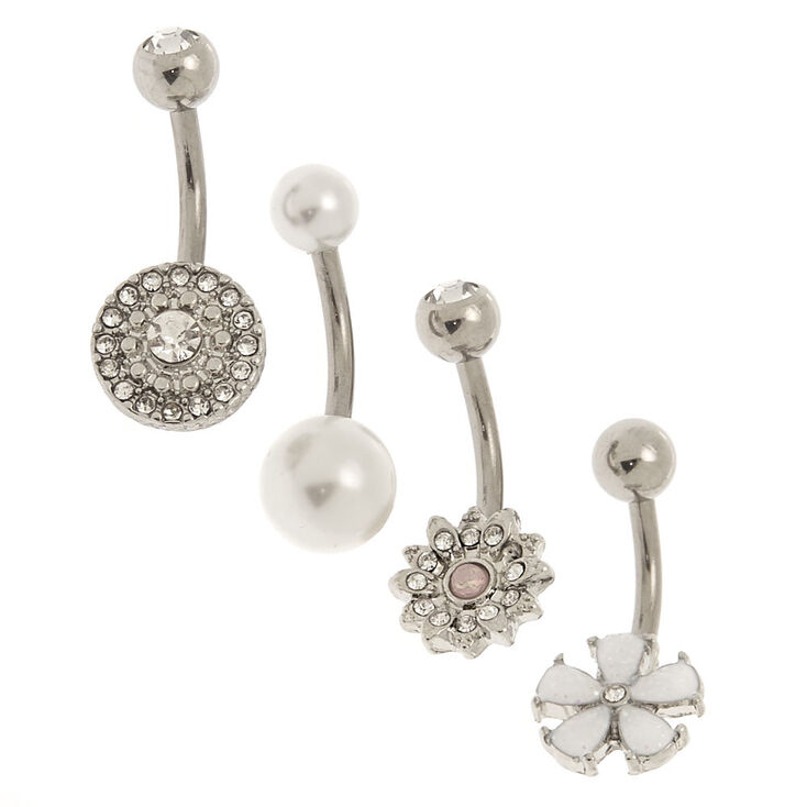 Silver 14g Flower Garden Belly Rings 4 Pack Icing Us