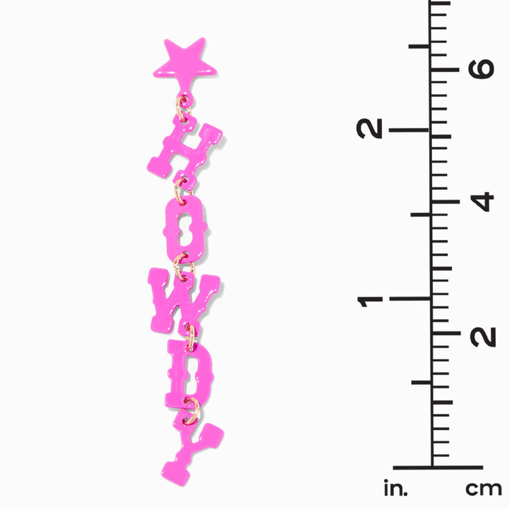 Hot Pink Star Howdy Cutout 2.5&quot; Drop Earrings,