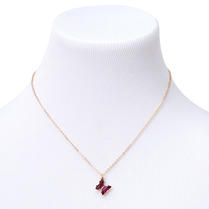 Butterfly Birthstone 16&quot; Gold Pendant Necklace - June,