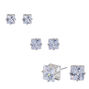 Silver Cubic Zirconia Square Stud Earrings - 5MM, 6MM, 7MM,