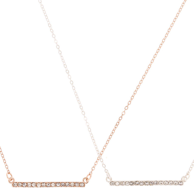 Mixed Metal Pendant Necklaces - 2 Pack,