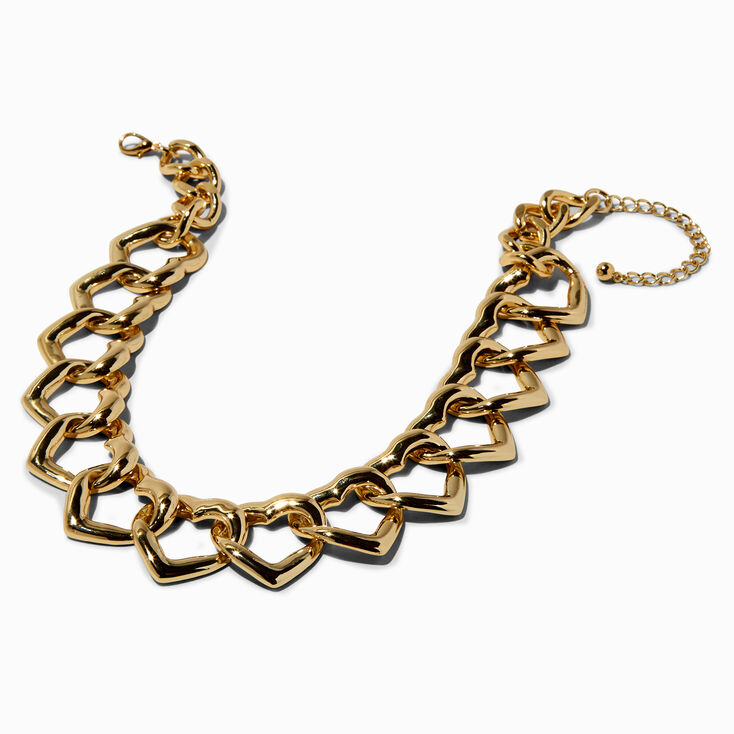 Gold-tone Heart Collar Necklace ,