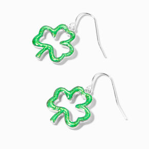 St. Patrick&#39;s Day Glitter Shamrock 1&quot; Drop Earrings,