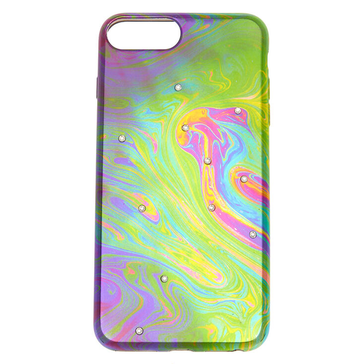 Oil Slick Stone Studded Phone Case - Fits iPhone 6/7/8 Plus,