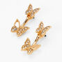 Gold Butterfly Embellished Ear Crawler Stud Earrings,