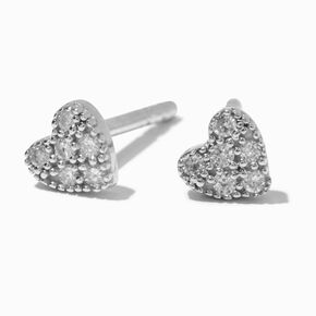 ICING Select Sterling Silver 1/20 ct. tw. Lab Grown Diamond Pav&eacute; Heart Stud Earrings,