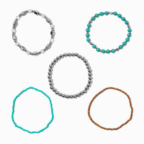 Turquoise Beaded Stretch Bracelets - 5 Pack,