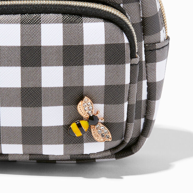 Bumblebee Black Gingham Mini Backpack Keychain,