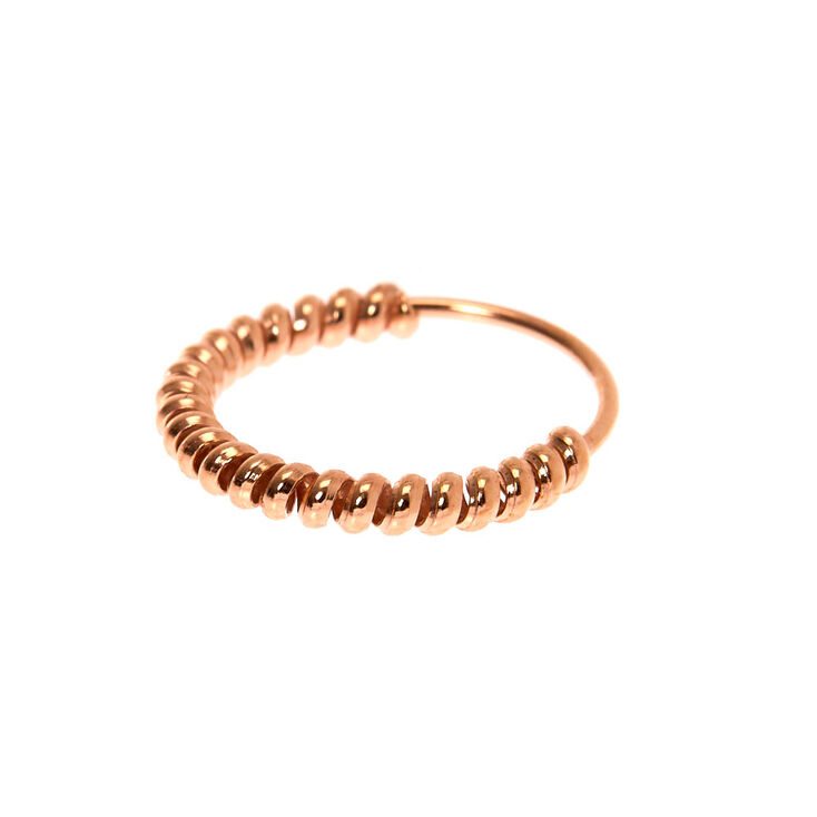 Sterling Silver Rose Gold 22G Rope Hoop Nose Ring,