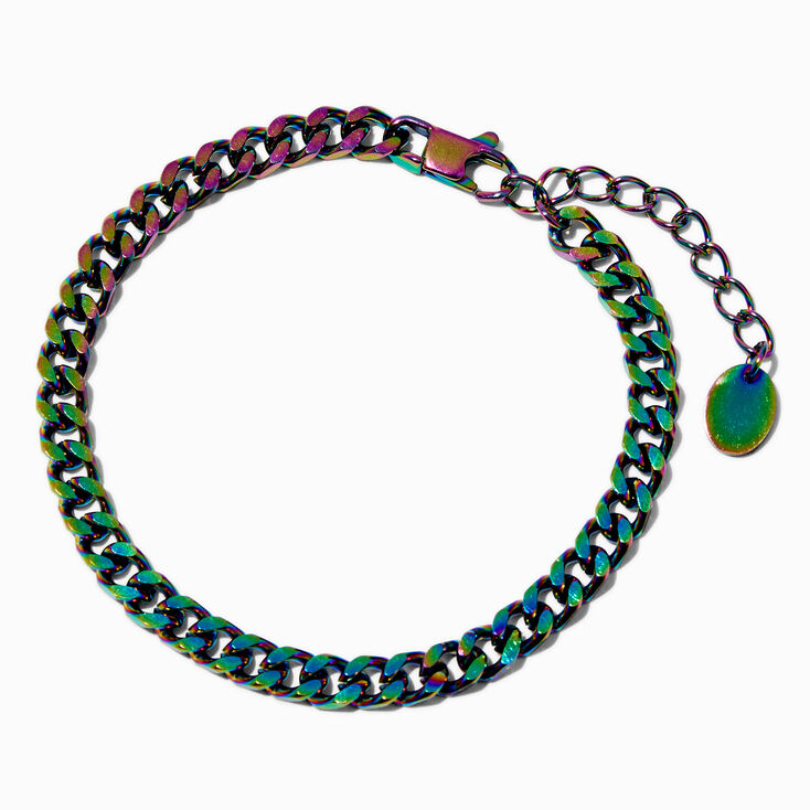 Rainbow Anodized Stainless Steel 6MM Curb Chain Bracelet,