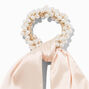White Pearl Hair Scrunchie Scarf,