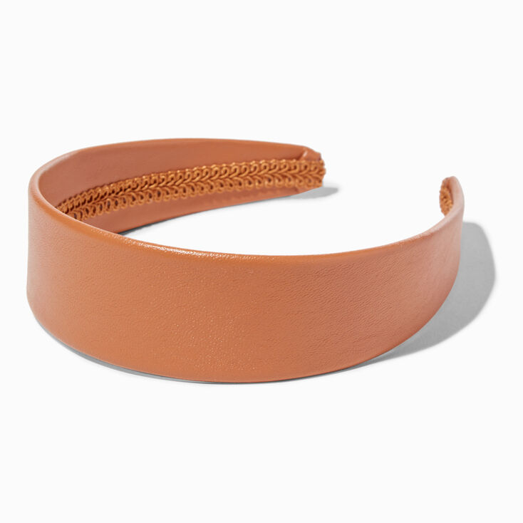 Tan Faux Leather Wide Headband,