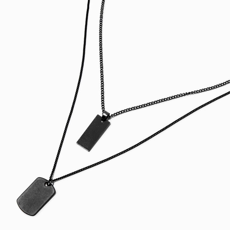 Black Tag Necklace Set - 2 Pack,