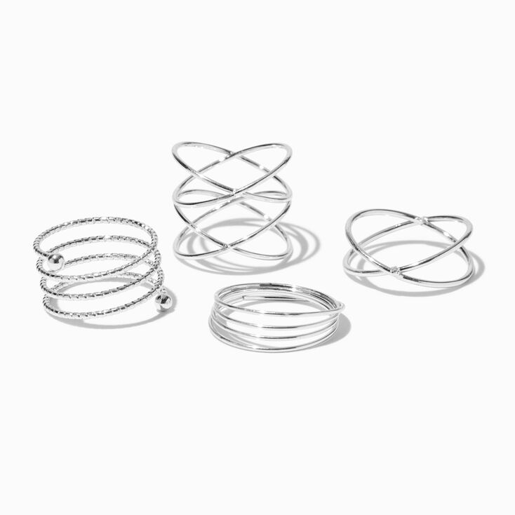 Silver Spiral Rings - 4 Pack,