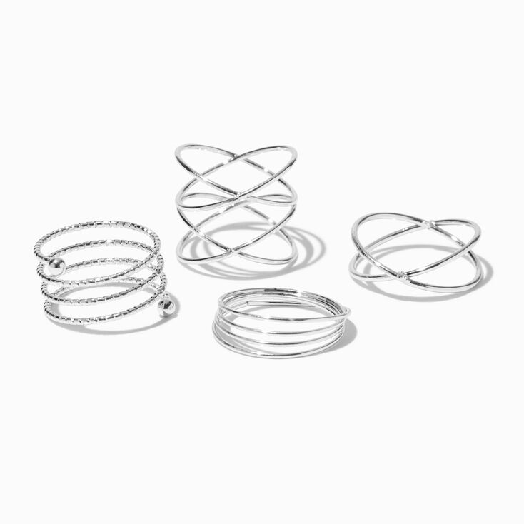 Silver Spiral Rings - 4 Pack,