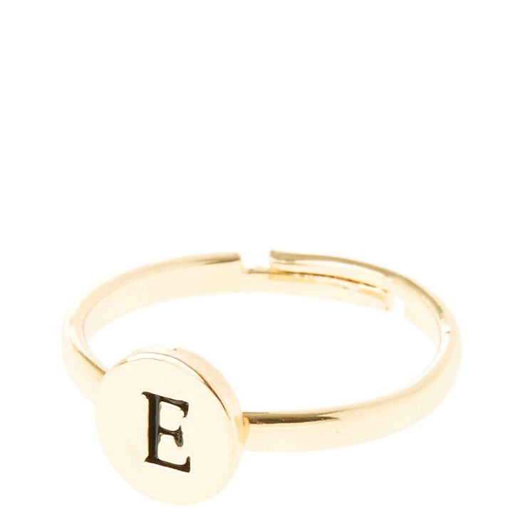 Gold Circle "E" Initial Letter Ring,