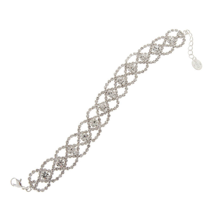Rhinestone & Crystal Intertwined Loops Bracelet,