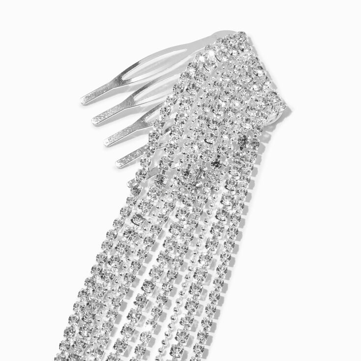 Silver Crystal Chain Hair Comb,