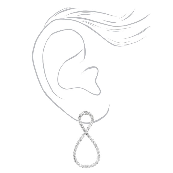 Silver 1&quot; Rhinestone Teardrop Drop Earrings,