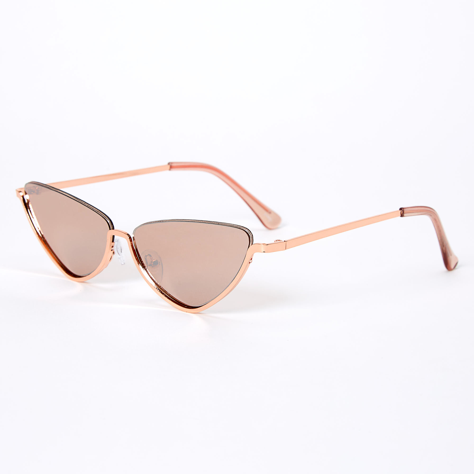 Metallic Rimless Top Slim Cat Eye Sunglasses Rose Gold Icing Us