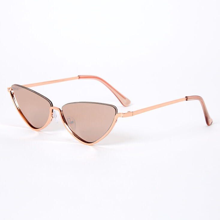 Metallic Rimless Top Slim Cat Eye Sunglasses Rose Gold Icing Us