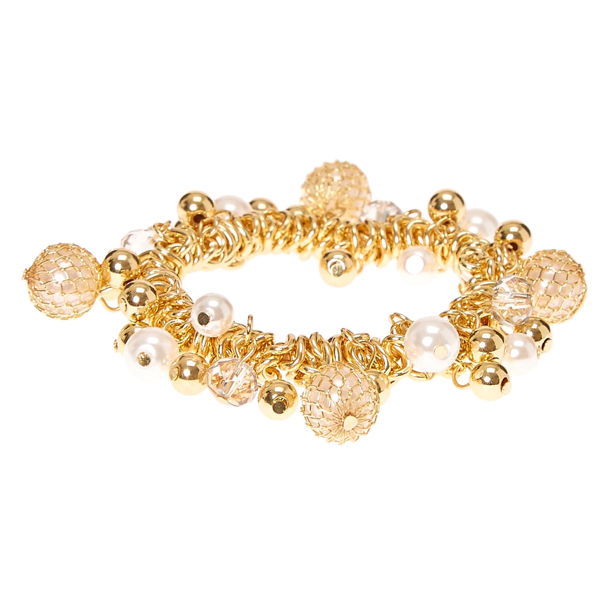 Gold-Tone Pearl & Bead Stretch Bracelet | Icing US