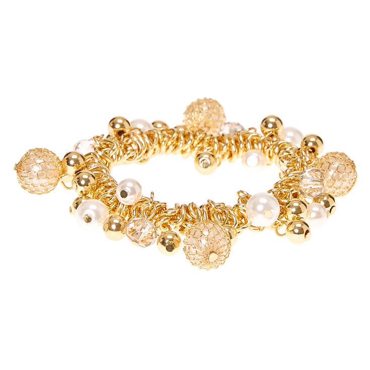Gold-Tone Pearl & Bead Stretch Bracelet,
