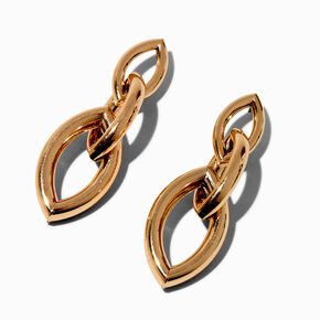 Gold-tone Oval Chain Link 2&quot; Drop Earrings,