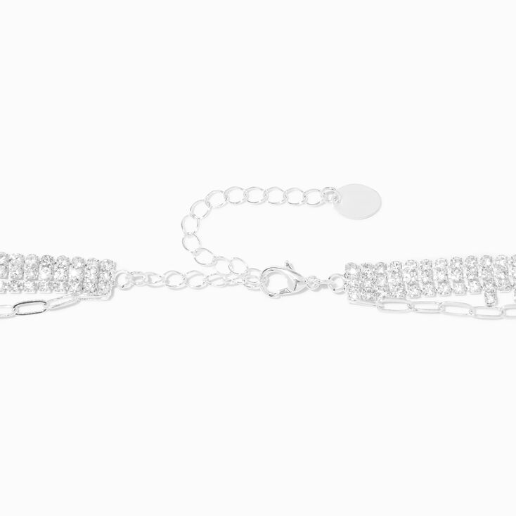 Silver Rhinestone Choker Necklaces - 3 Pack,