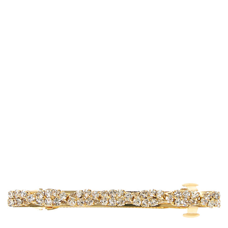 Gold & Faux Crystal Twisted Hair Clip,