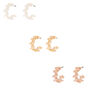 Mixed Metal 10MM Vine Hoop Earrings - 3 Pack,