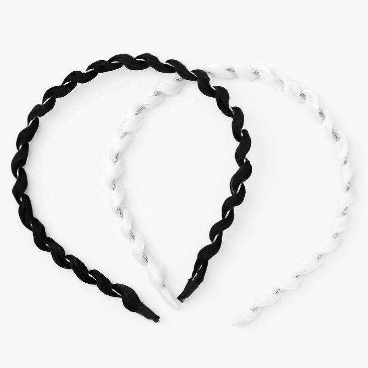 Black and White Twisted Cord Headbands - 2 Pack,