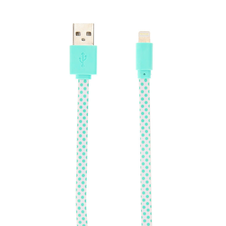 Mint Green Polka Dot USB Cable,