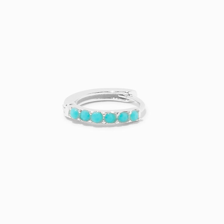 Sterling Silver 20G Cartilage Turquoise Clicker Hoop Earring,