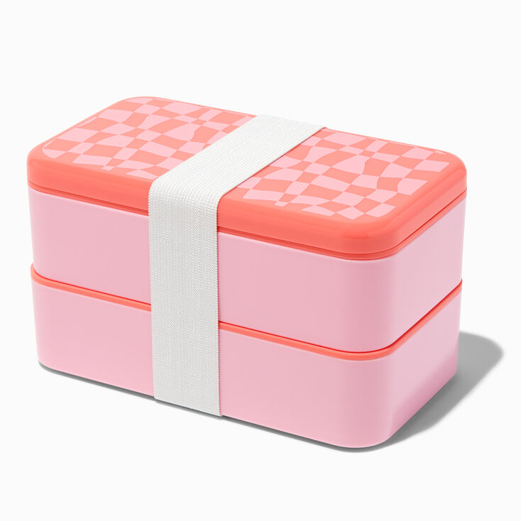 Pink Checkerboard Bento Box Lunch Kit