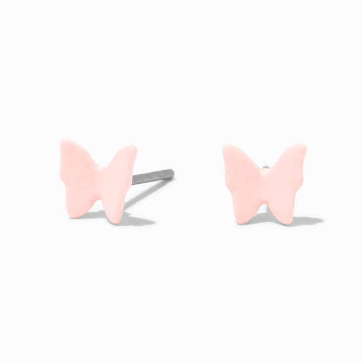 Pink Tiny Butterfly Stud Earrings,