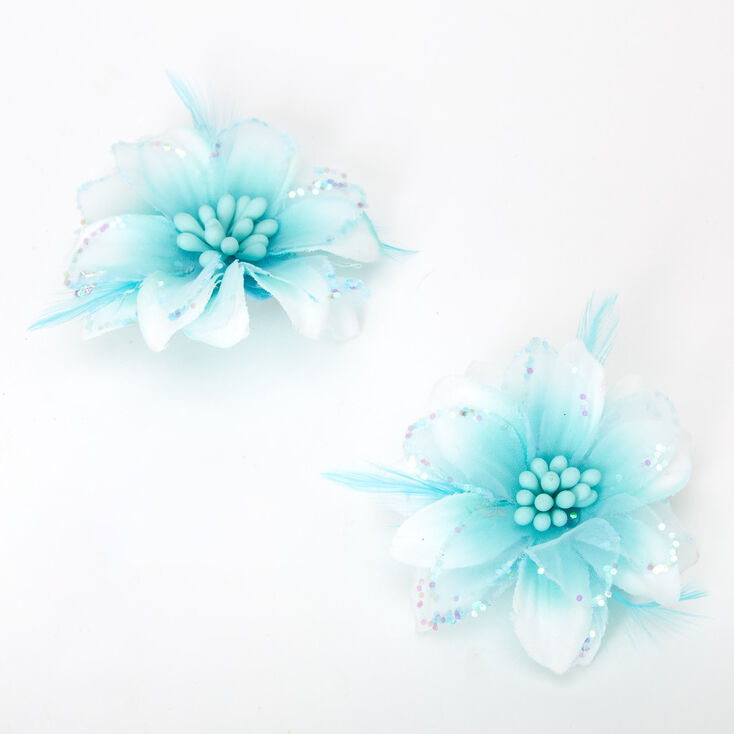 Ombre Lily Flower Hair Clips - Mint, 2 Pack,