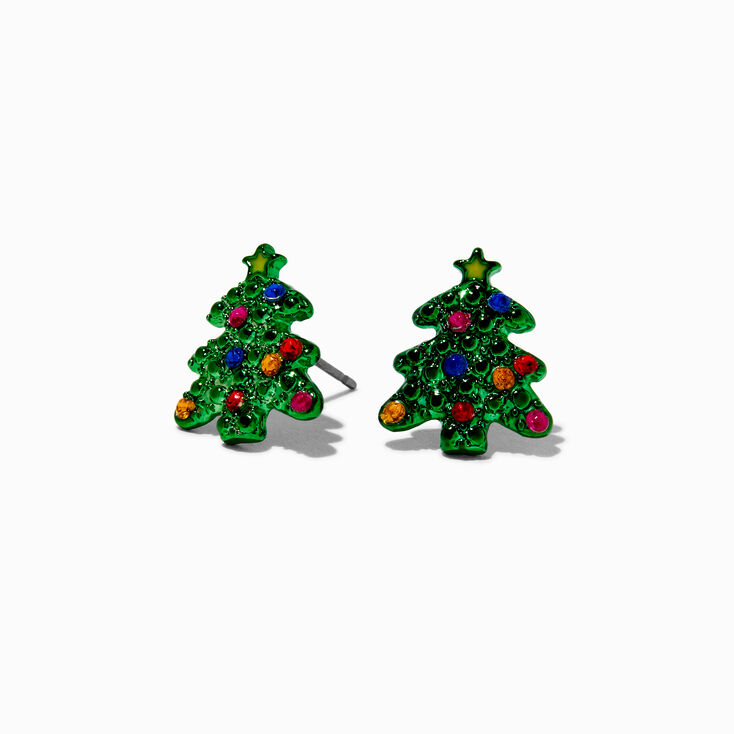Crystal Christmas Tree Stud Earrings,