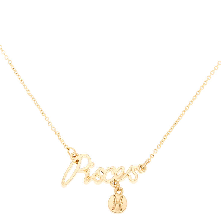 Gold Zodiac Pendant Necklace - Pisces,