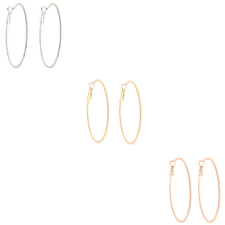 Mixed Metal 50MM Hoop Earrings - 6 Pack,
