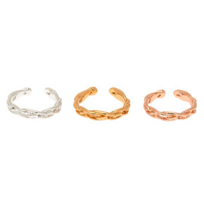 Mixed Metal Braided Toe Rings - 3 Pack,