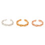 Mixed Metal Braided Toe Rings - 3 Pack,