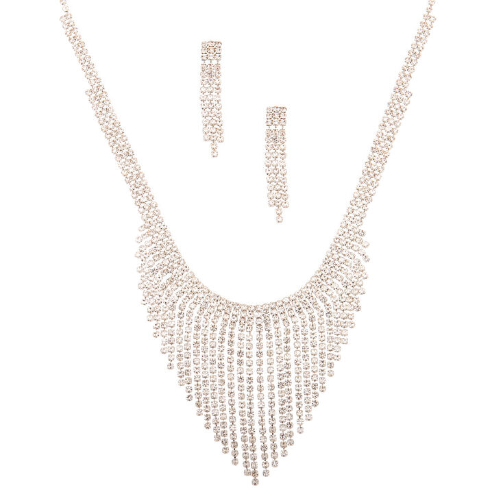 Silver Rhinestone Fringe Jewelry Set - 2 Pack,