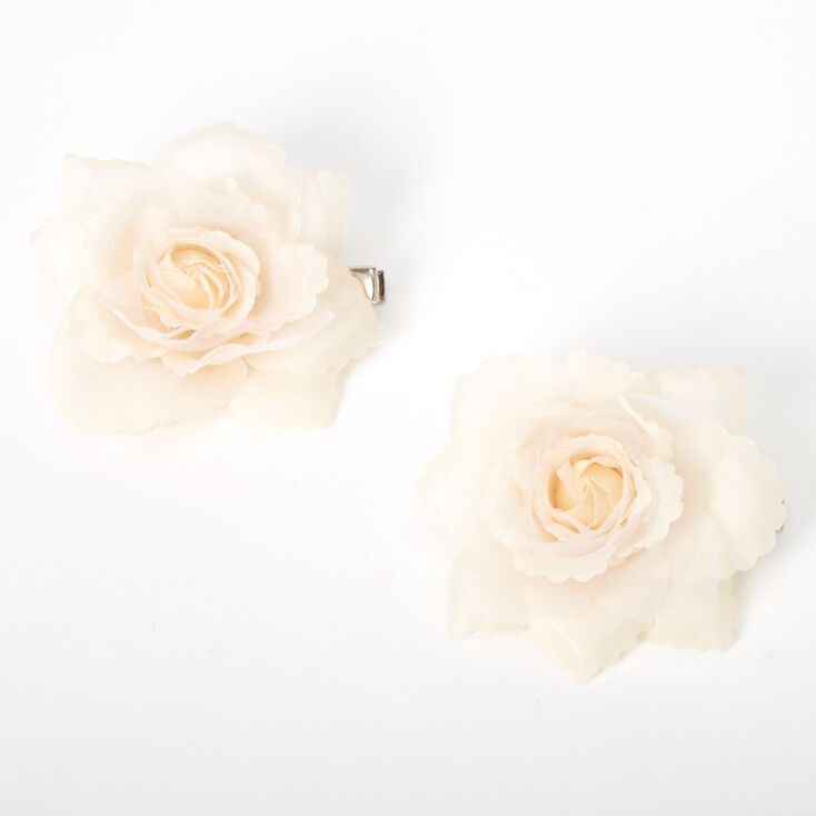 Mini Rose Hair Clips - Nude, 2 Pack,