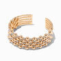 Gold Rhinestone &amp; Ball Glam Cuff Bracelet,