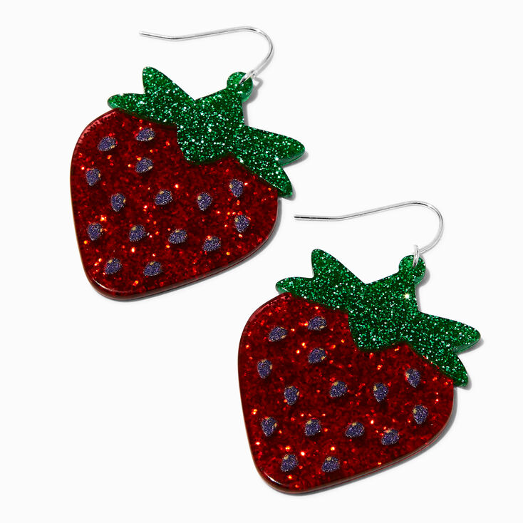 Acrylic Strawberry 2&#39;&#39; Drop Earrings,